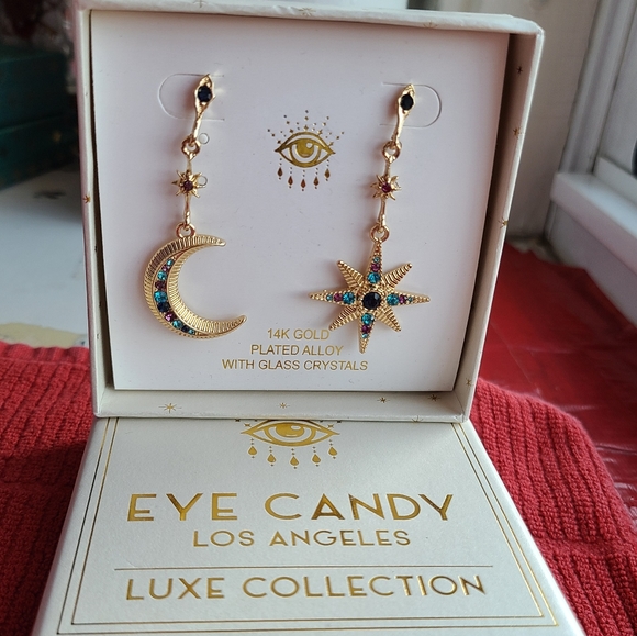 eye candy Jewelry Eye Candy Moon And Star Drop Earrings Poshmark